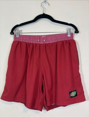 Slunks Men’s Medium Beach Volleyball Shorts Raspberry Red Two Tone Pink Contrast